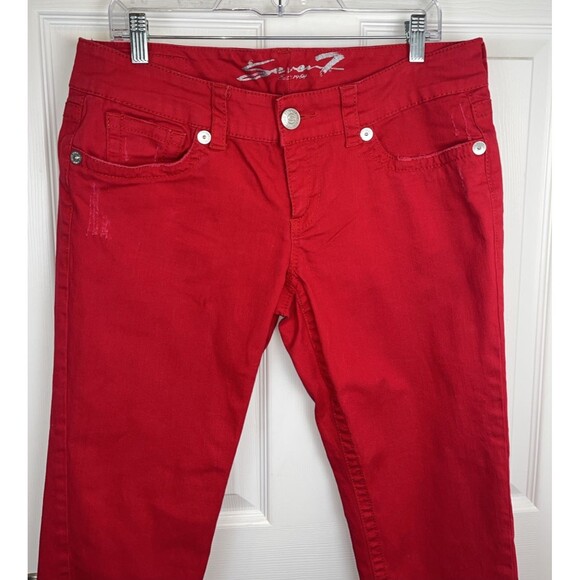 Seven7 Red Capris Women's 12 Crop Pants Clean Flat Front Stretch Summer - Picture 2 of 16